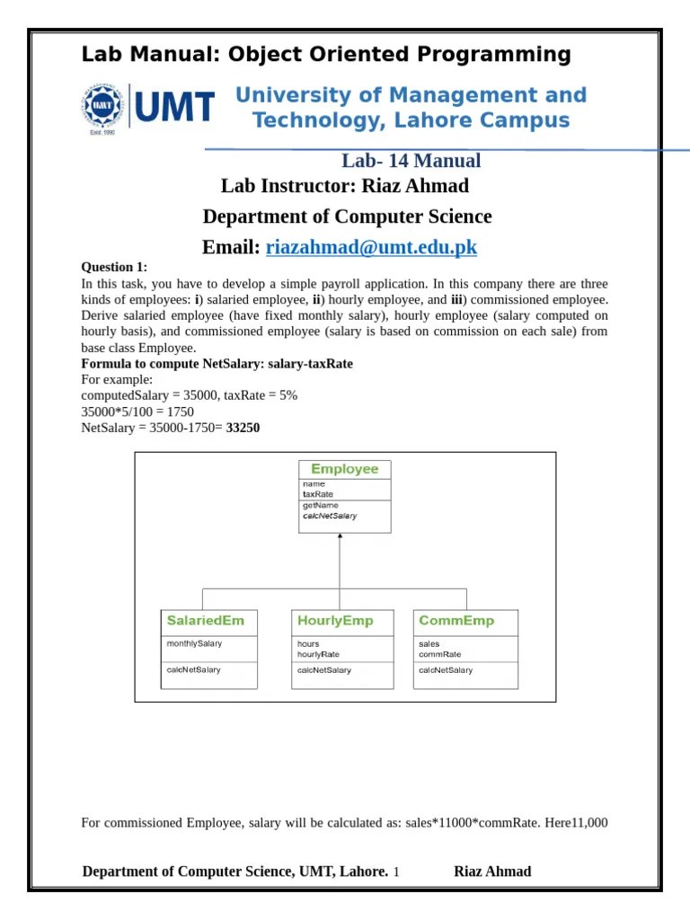 Lab Manual 14 - Operator Overloading | PDF