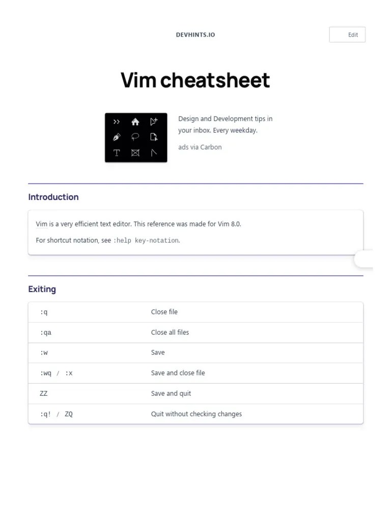 Vim Cheatsheet | PDF