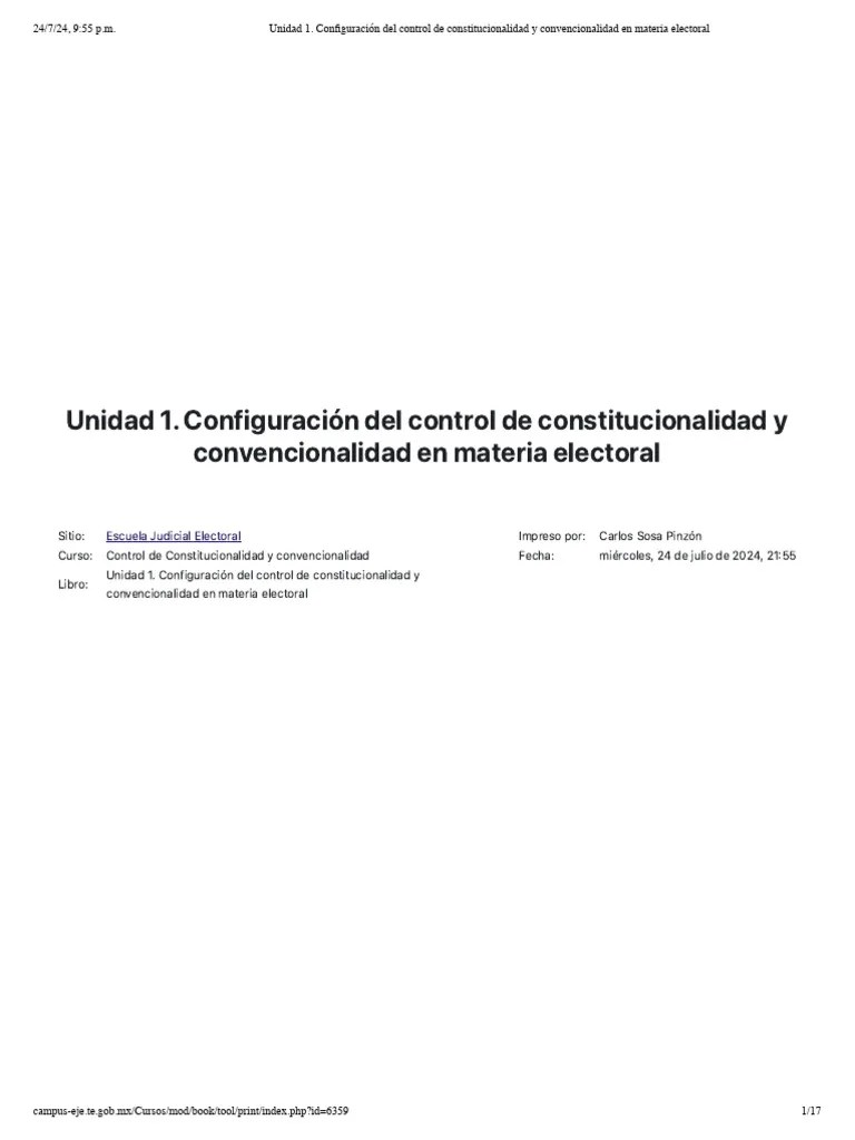 Unidad 1. Configuración Del Control De Constitucionalidad Y Convencionalidad En Materia ...