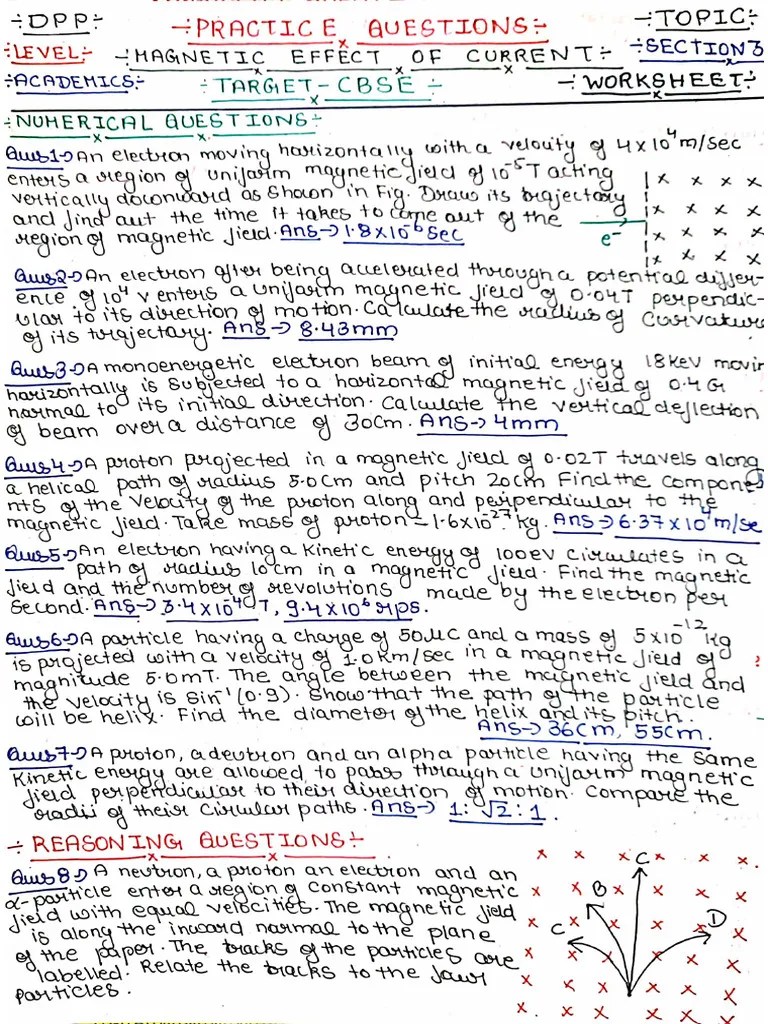 Motion Of Charge In An Uniform Magnetic Field (Worksheet - 3) | PDF