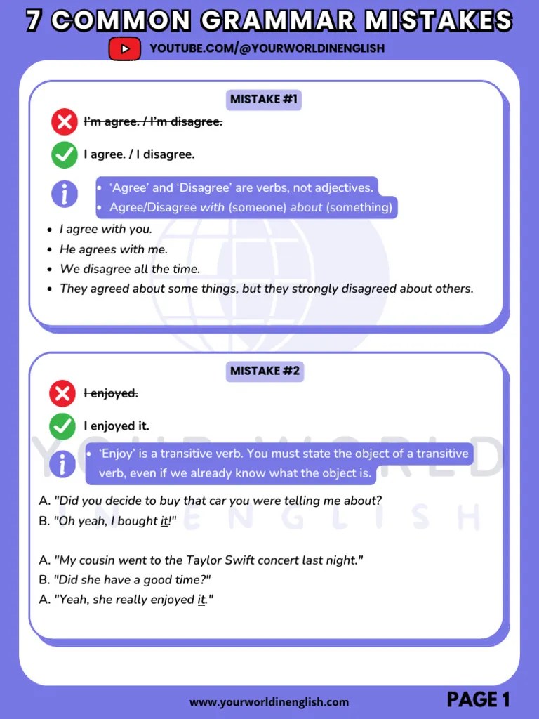 7 Common Grammar Mistakes PDF | PDF