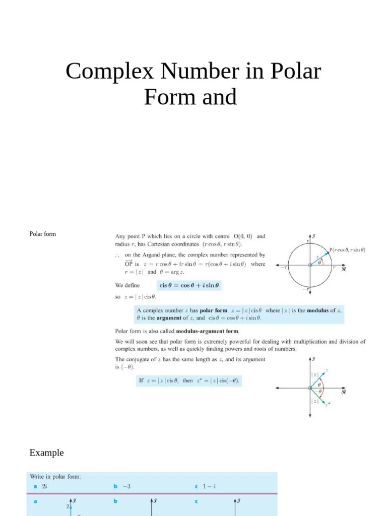 Complex Number In Polar Form | PDF