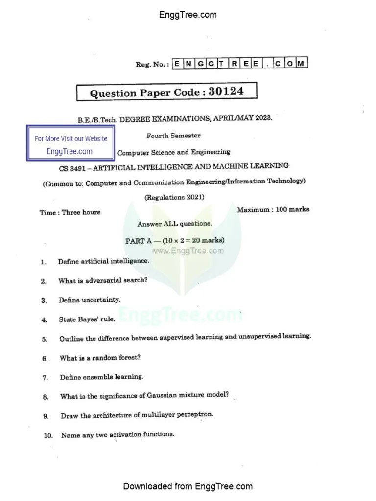AI-Anna University Question Papers | PDF