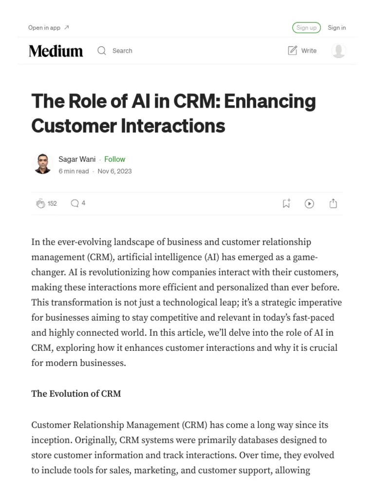 The Role Of AI In CRM - Enhancing Customer Interactions - By Sagar Wani ...