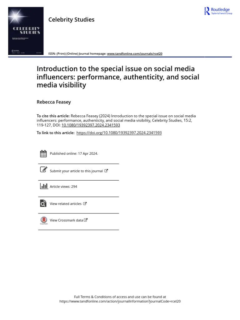 Introduction To The Special Issue On Social Media Influencers ...