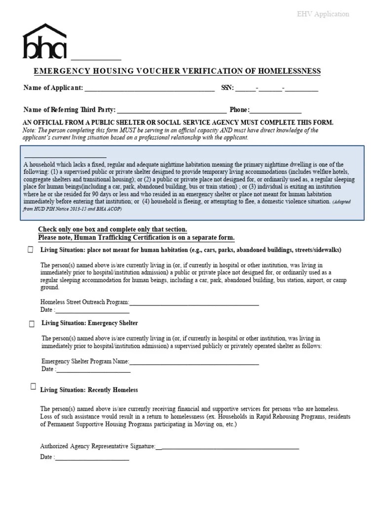 03 Homeless Verification Form | PDF