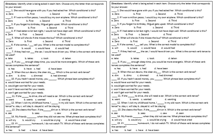 Conditionals Quiz | PDF