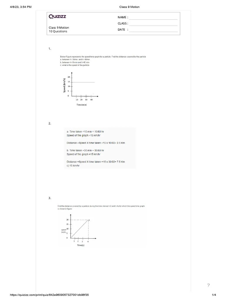 Class 9 Motion - 27302098 | PDF