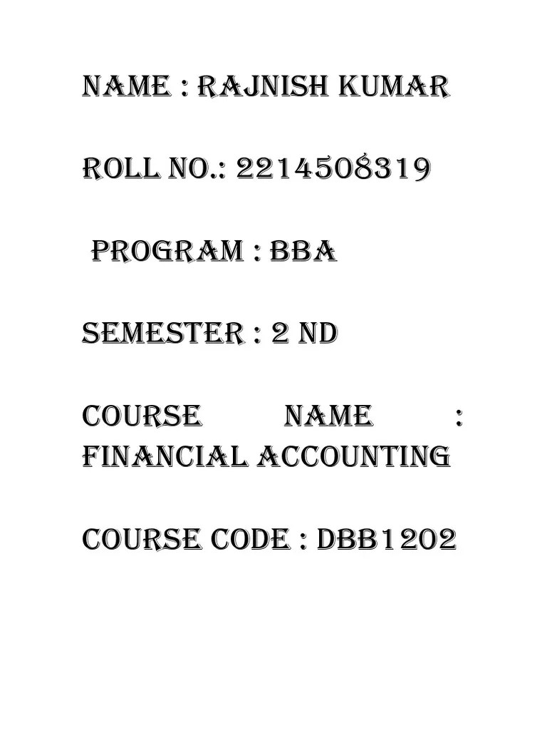 Financial Accounting | PDF
