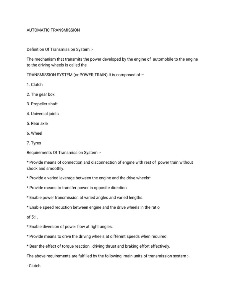 Automatic Transmission | PDF