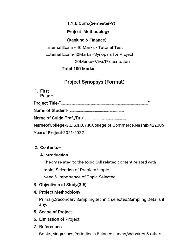 Project Methodology Format - TYB Com PDF | PDF