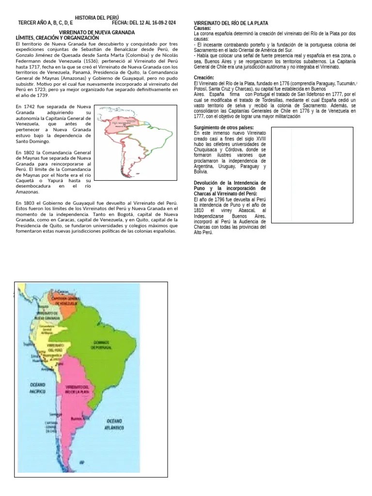 VIRREINATO DE NUEVA GRANADA Y RIO DE LA PLATA | PDF