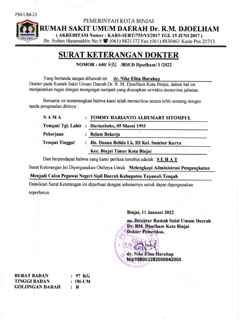 Surat Sehat Jasmani Dan Rohani | PDF