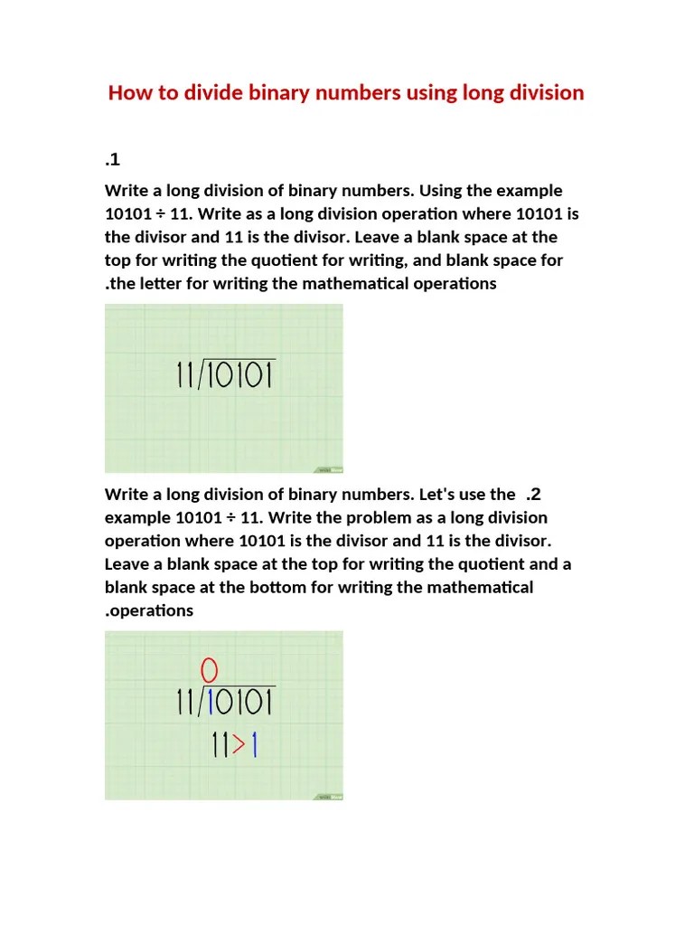 How To Divide Binary Numbers Using Long Division 2 | PDF