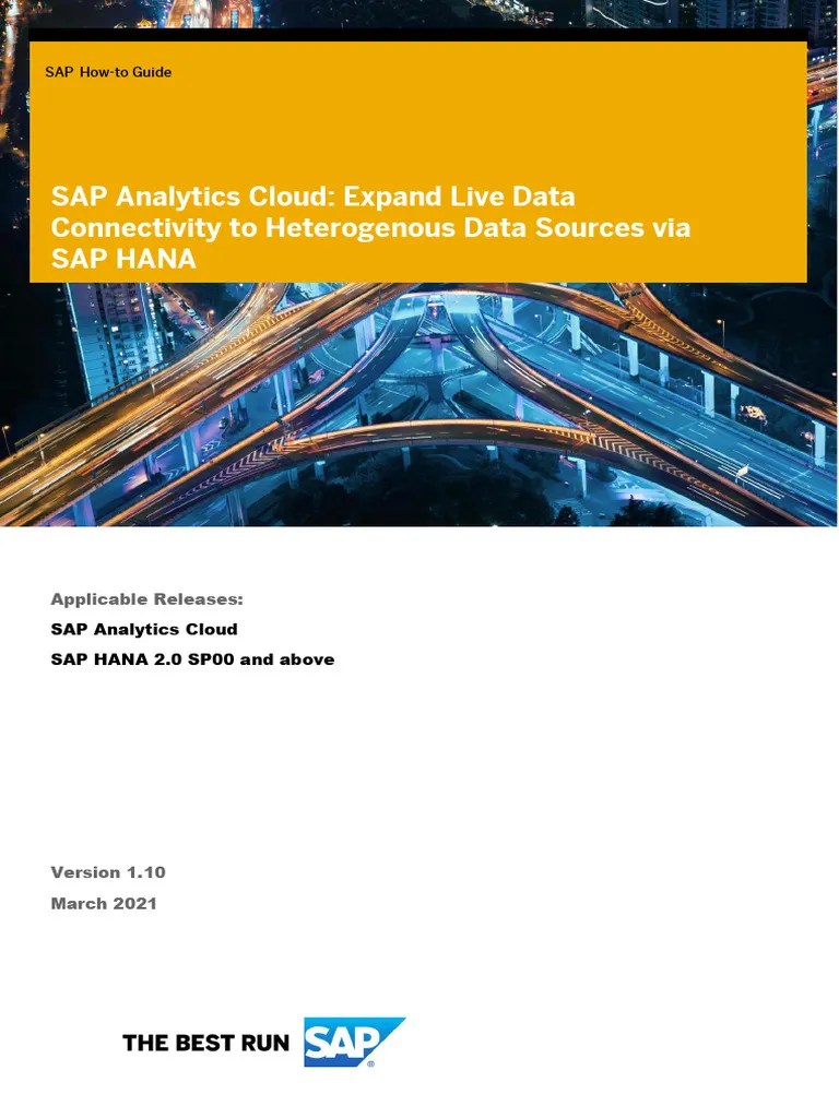 SAP Analytics Cloud - Setup Live Data Connection Using SAP HANA Smart ...
