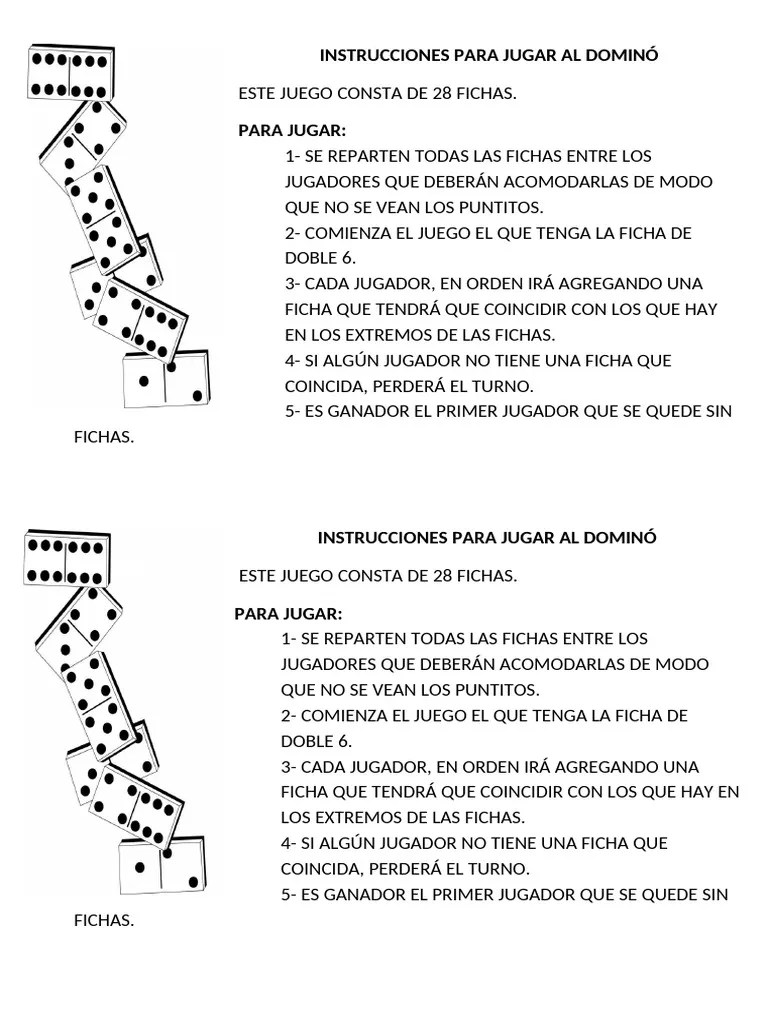 Instrucciones Para Jugar Al Dominó | PDF