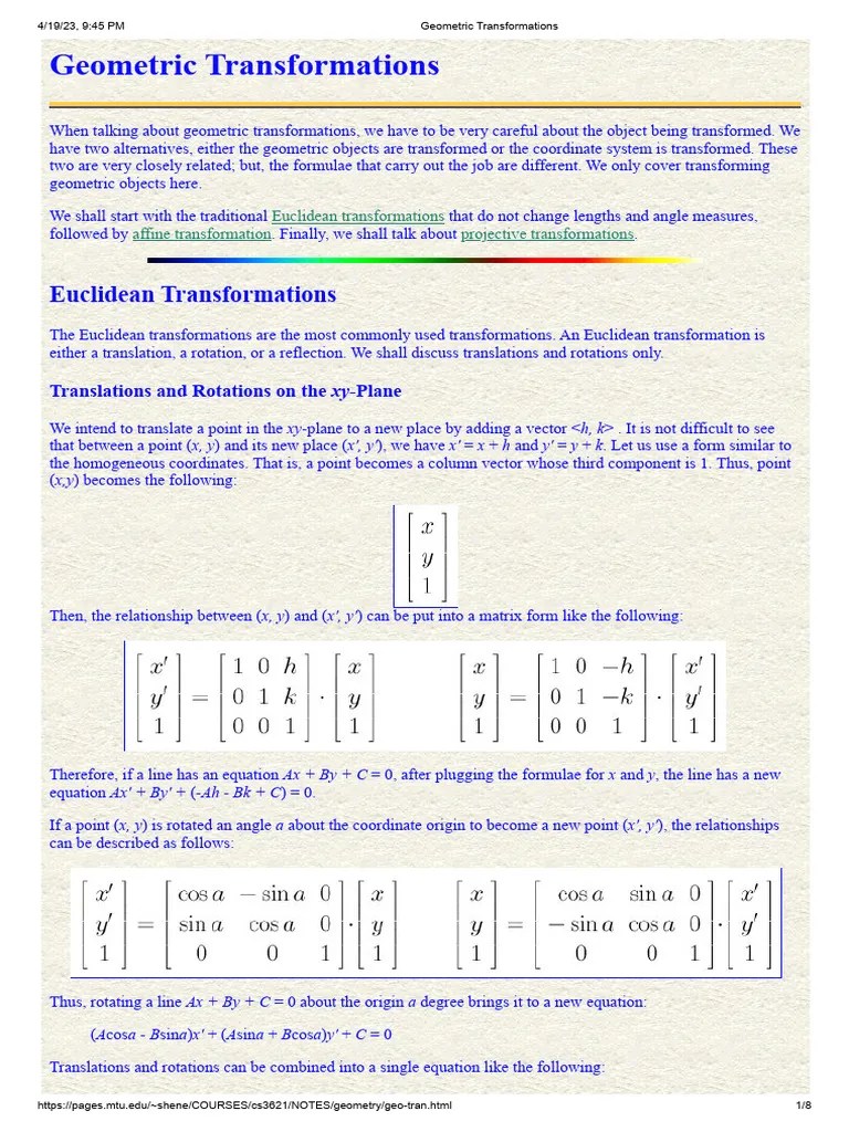 Geometric Transformations | PDF