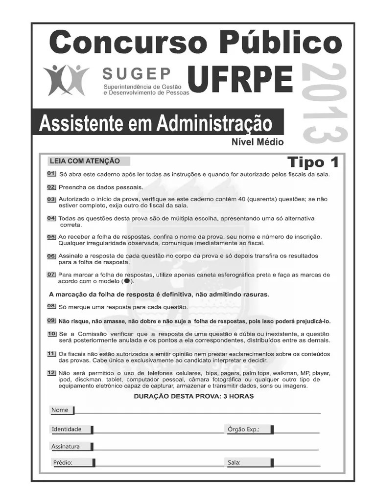 Assistente Em Administracao Tipo 01 | PDF