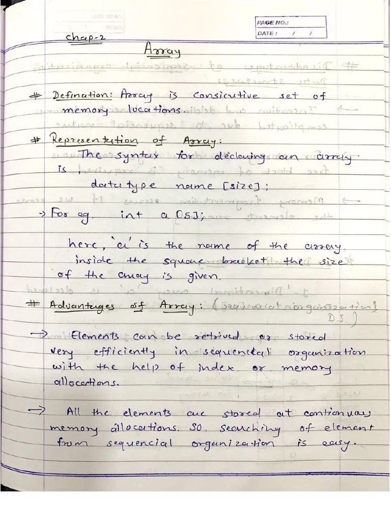Chapter-2 Array HANDWRITTEN (1) | PDF