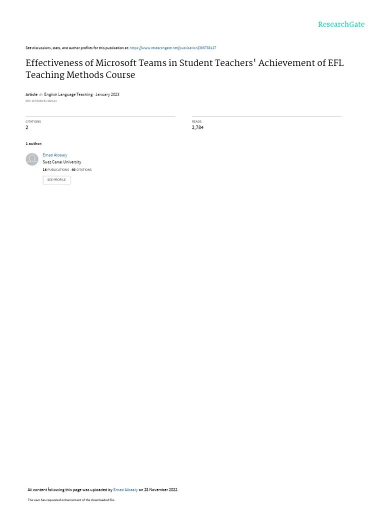 Effectiveness Of Microsoft Teams | PDF