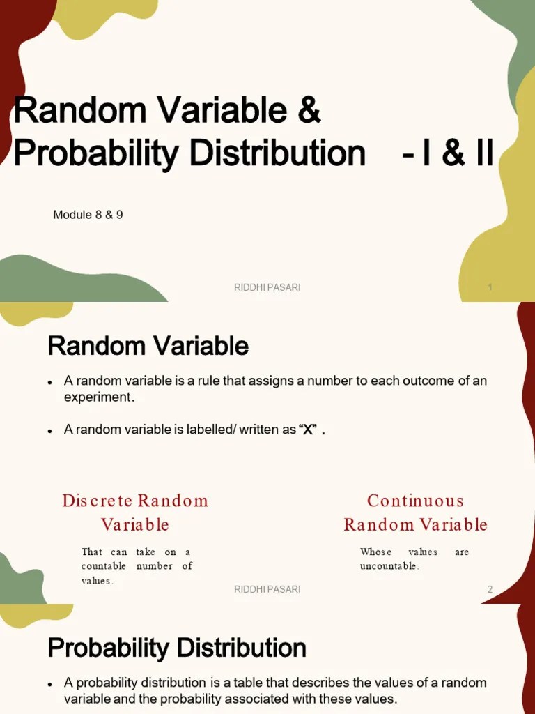 08 & 09 - Random Variable & Probability Distribution I & II | PDF ...