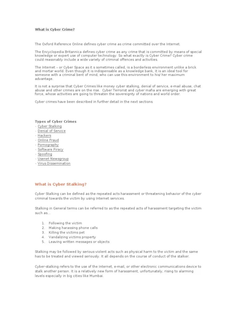 What Is Cyber Crime | PDF | Cybercrime | Stalking