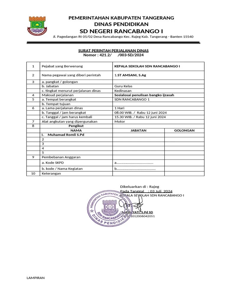 Surat SPPD Dan Surat Tugas | PDF