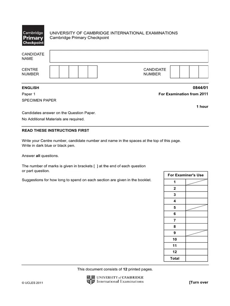 2011 English Paper 1 | PDF
