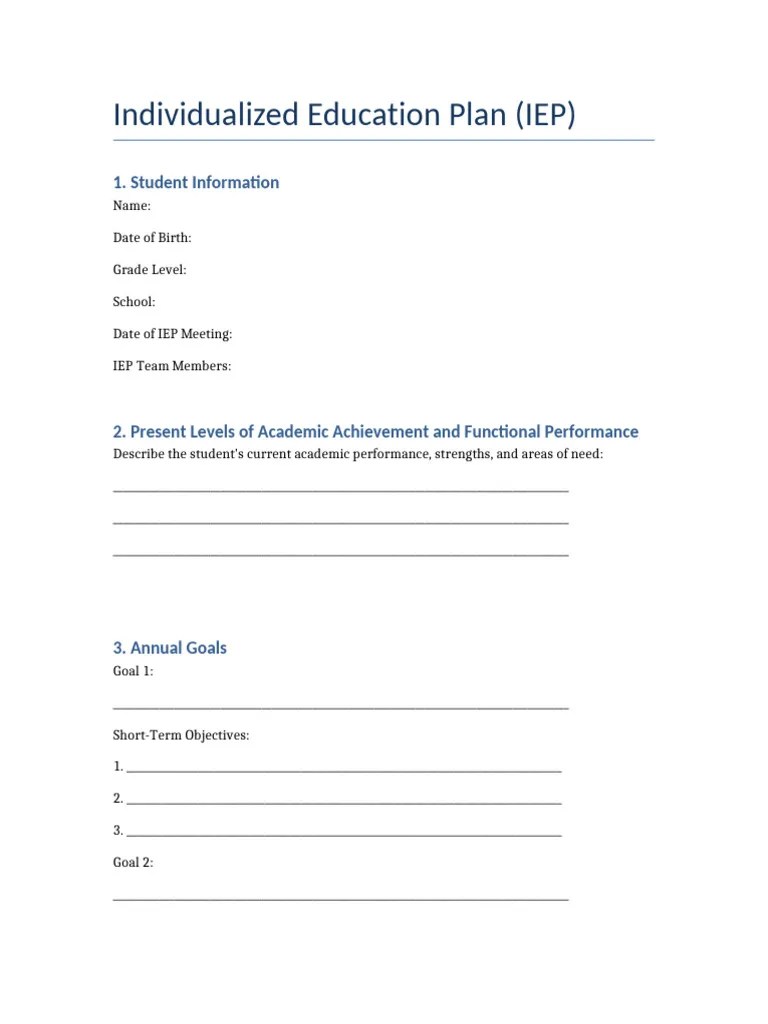 IEP Template Table | PDF