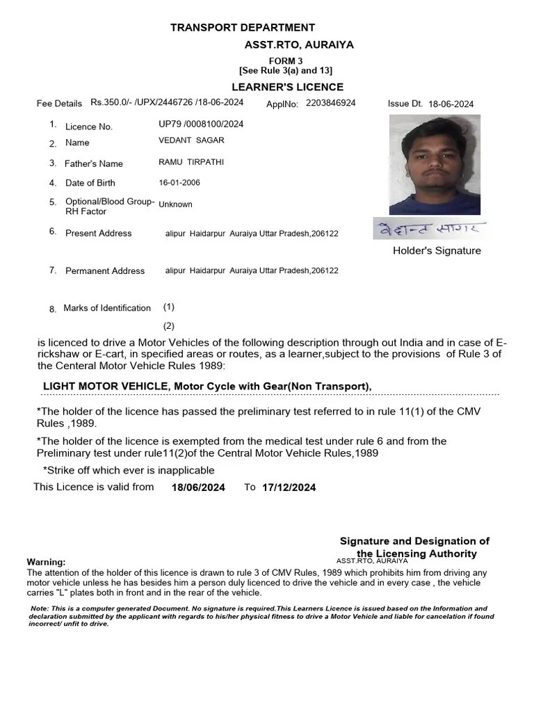 Learning Driving Licence | PDF