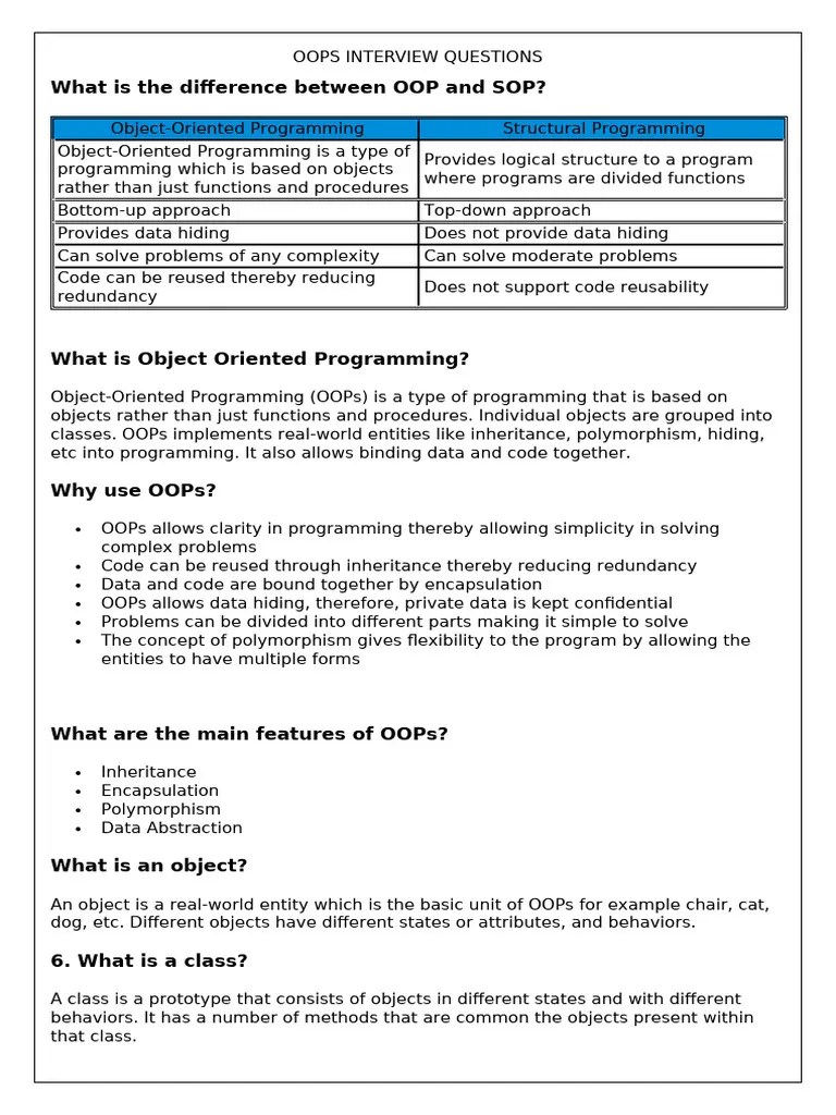 Oops Interview Questions | PDF