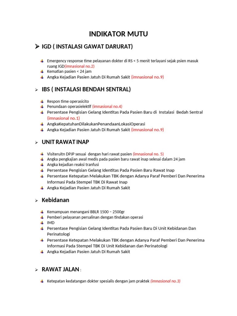 Indikator Mutu Unit | PDF