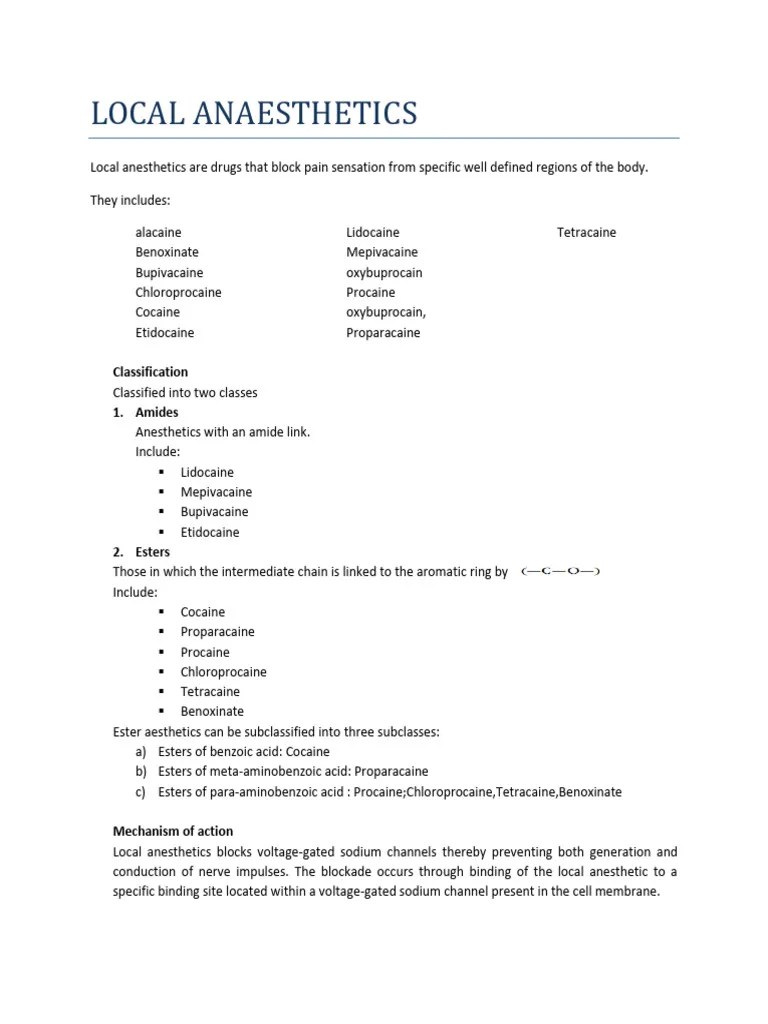 Local Anaesthetics | PDF