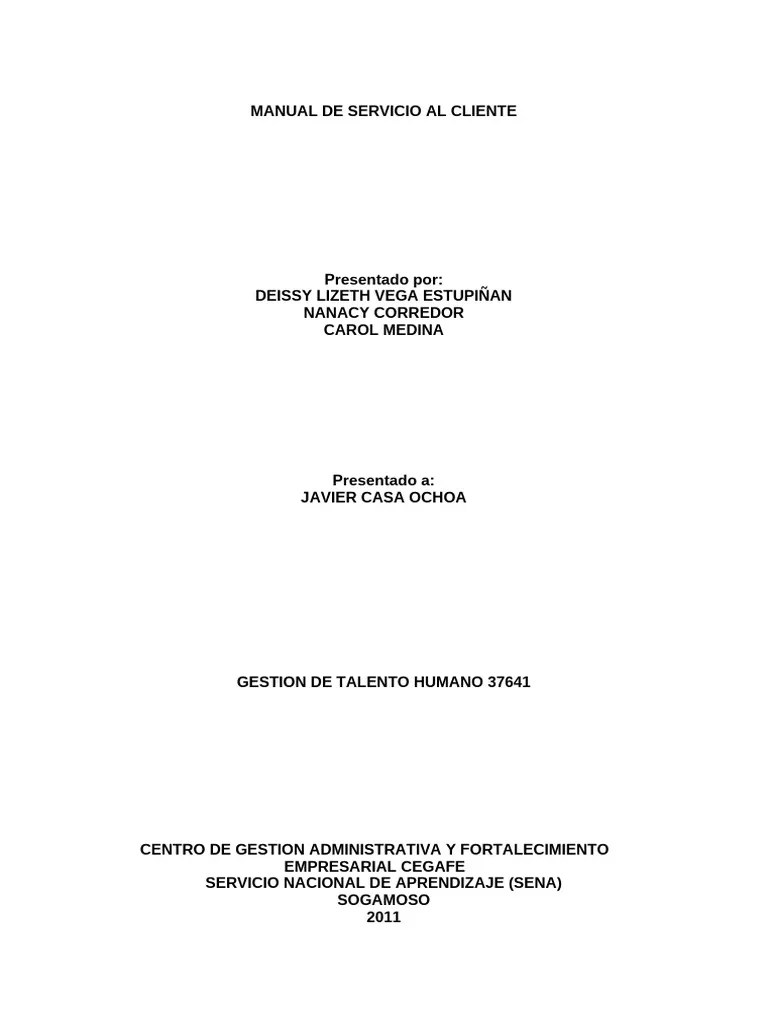 Manual De Servicio Al Cliente | PDF