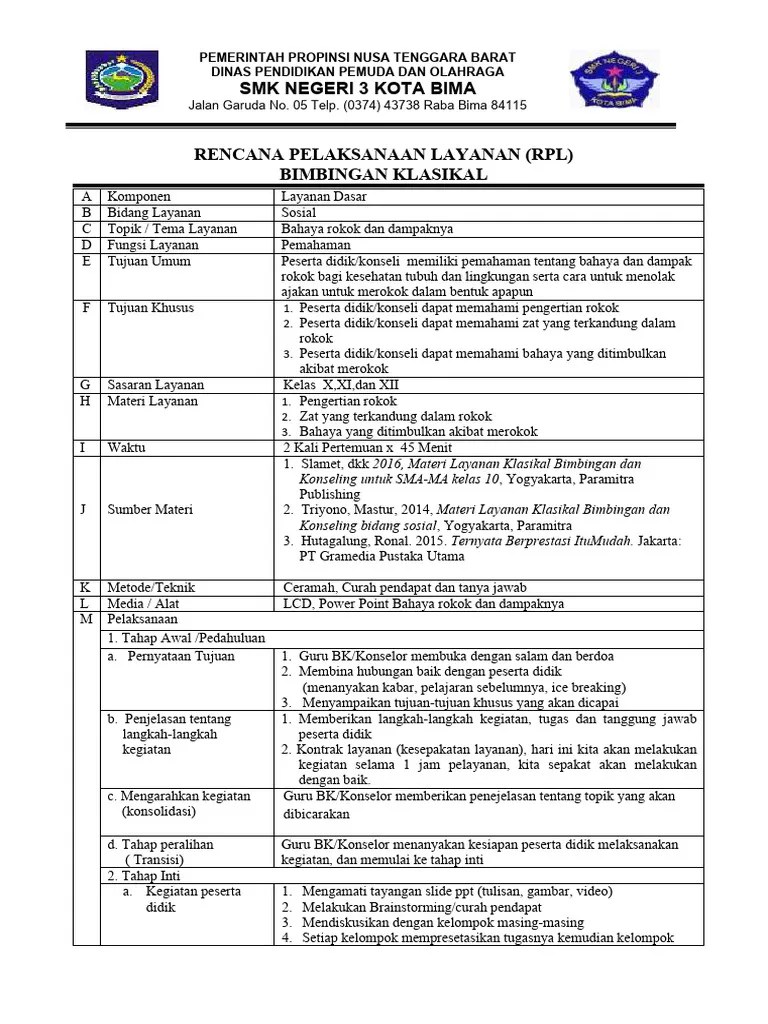 Program Layanan Bimbingan Kelompok, Klasikal Dan Individual | PDF