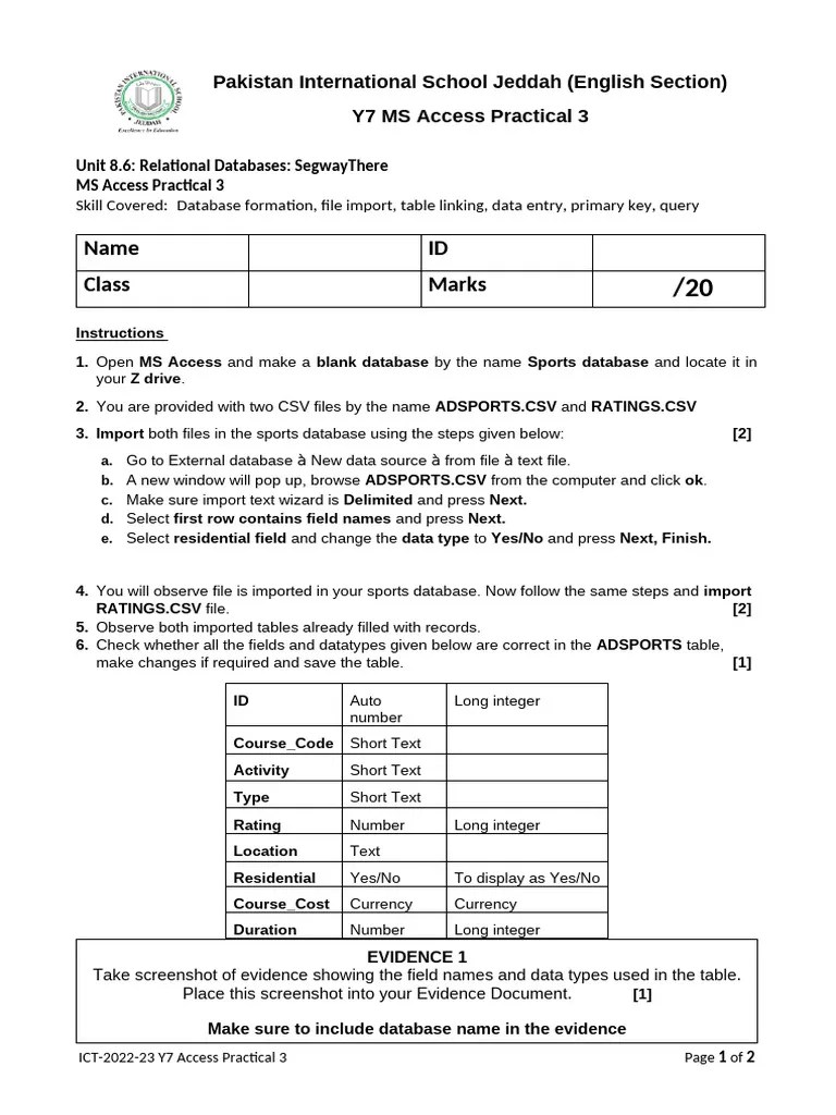 Access Practical 3 | PDF