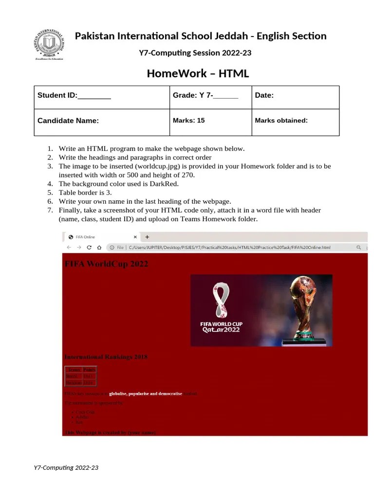 HTML Homework | PDF