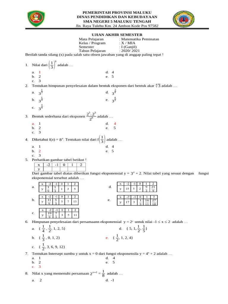 Soal Ujian Akhir Semester Ganjil 2020-2021 | PDF