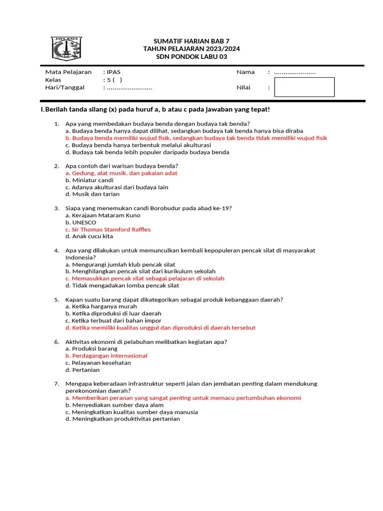 Sumatif Harian B. Indo Bab 5 | PDF