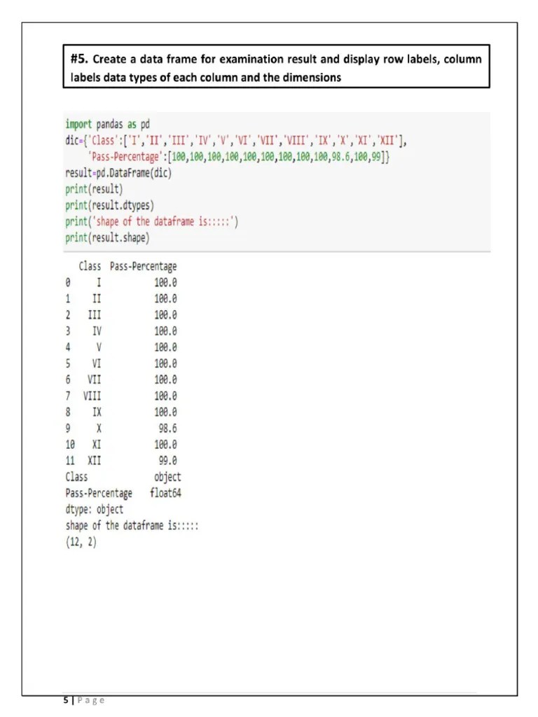 Class 12 Practical File Informatics Practices (1) - 5 | PDF