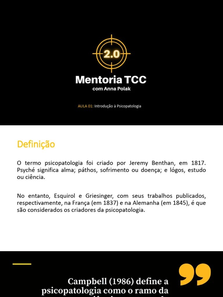 Aula 01 - Introdução Psicopatologia | PDF