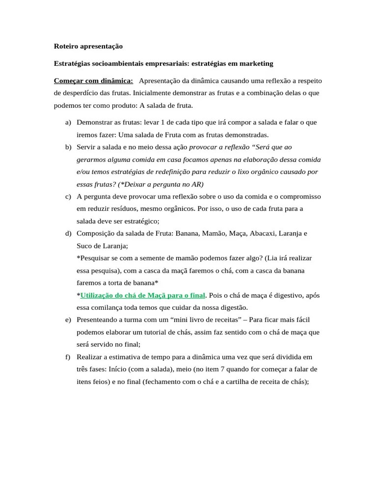 Roteiro Apresentação | PDF