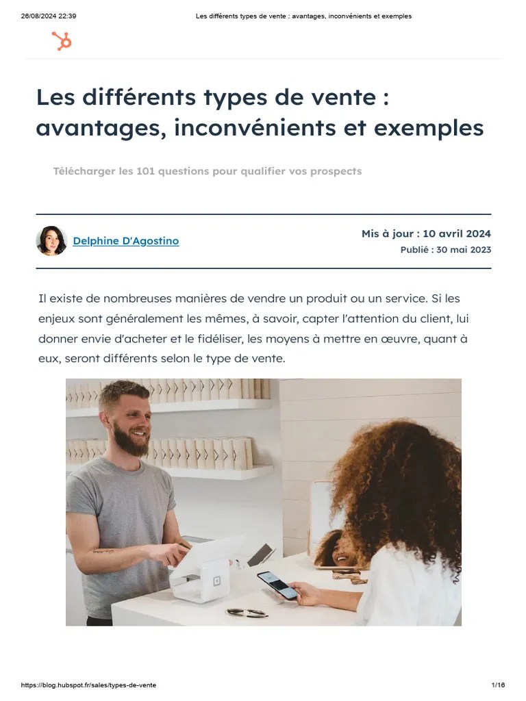 Les Différents Types De Vente - Avantages, Inconvénients Et Exemples | PDF
