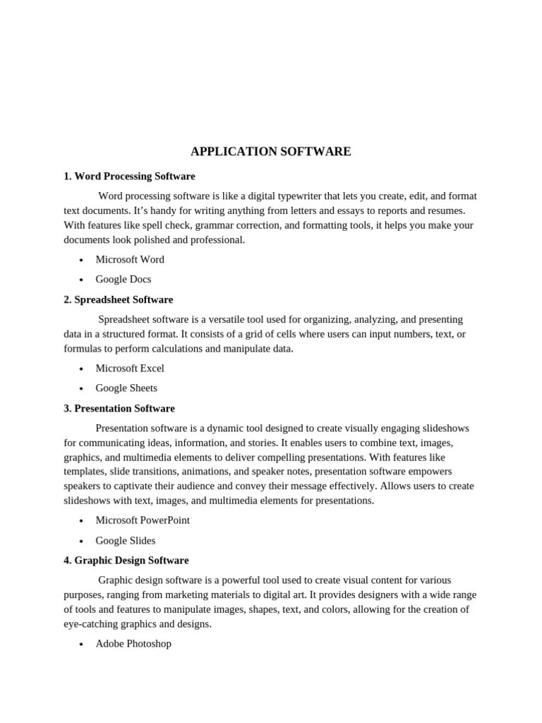 APPLICATION SOFTWARE | PDF