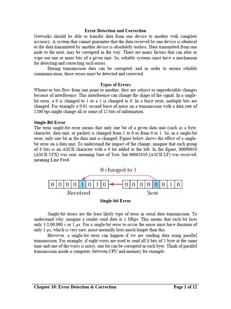Ch10 ERROR DETECTION CORRECTION | PDF