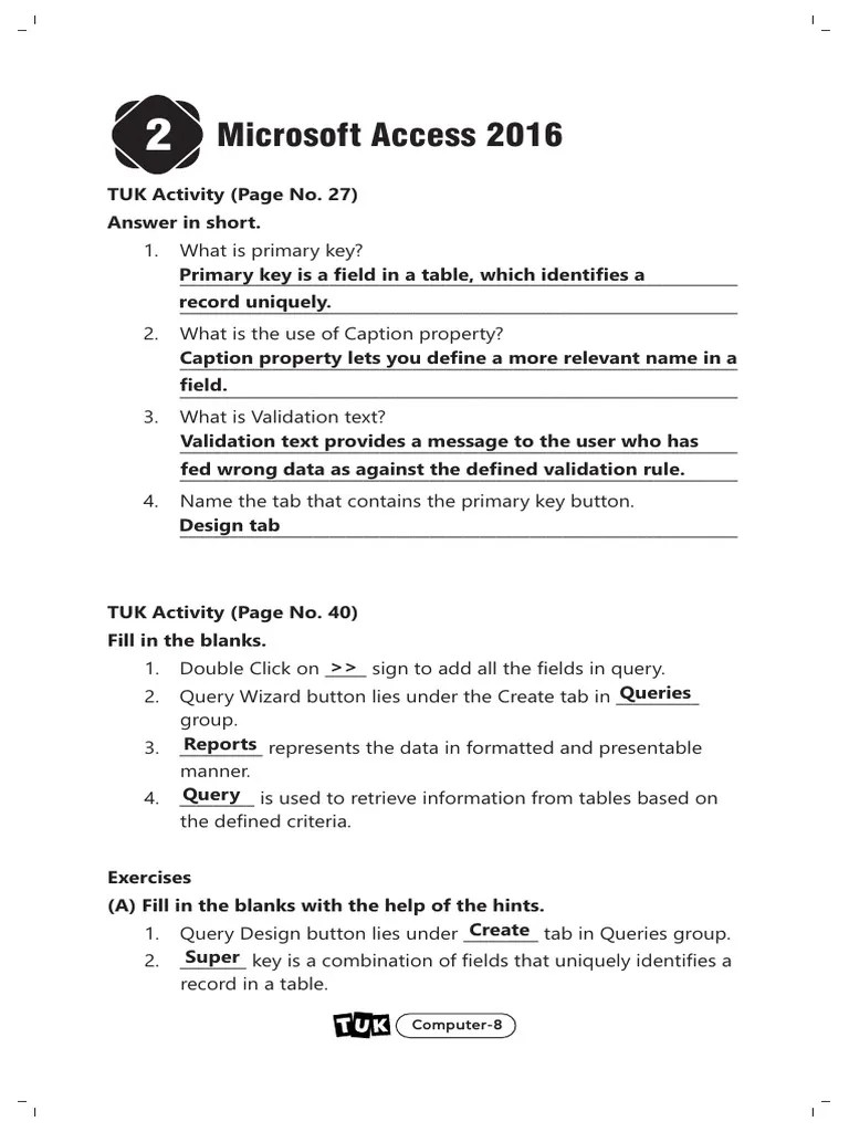 Class 8 CH 2 | PDF | Microsoft Access | Computers