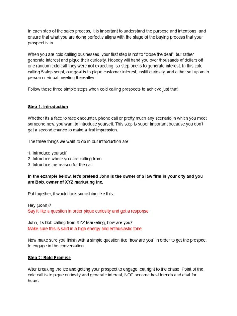 Cold Calling Script | PDF