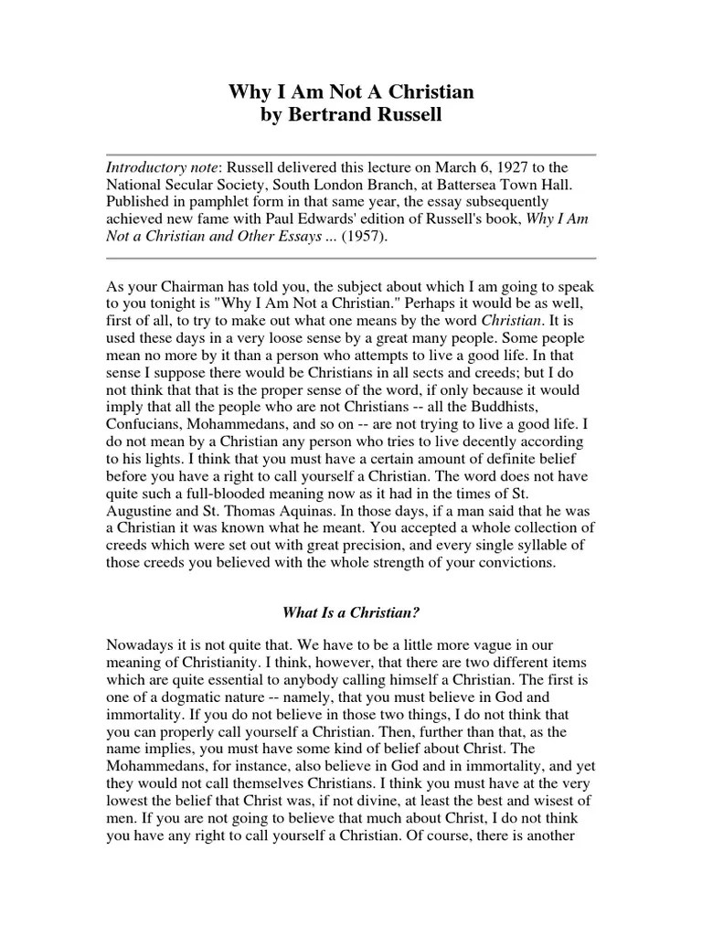 Why I'm Not A Christian | PDF | Reason | Argument