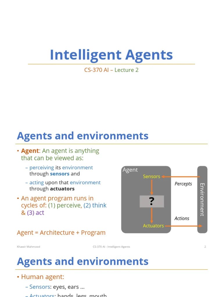 Lec02 - Intelligent Agents | PDF