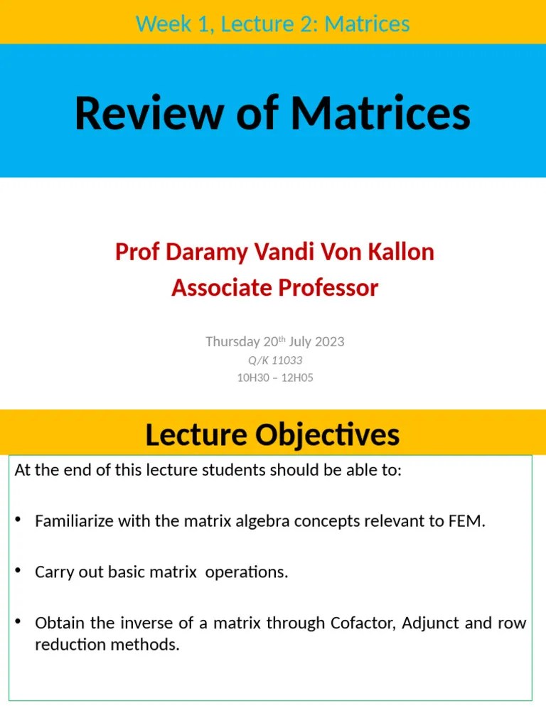 Review Of Matrices Pdf